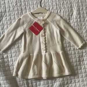 Hanna Andersson Cream Knit Peplum Sweater